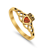 Celtic Knot Claddagh Ring Simulated Cubic Zirconia 925 Sterling Silver