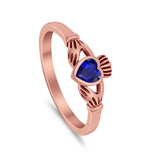 Irish Claddagh Heart Promise Ring Simulated Cubic Zirconia 925 Sterling Silver