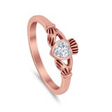 Irish Claddagh Heart Promise Ring Simulated Cubic Zirconia 925 Sterling Silver