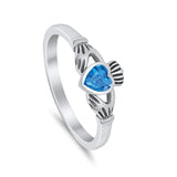 Irish Claddagh Heart Promise Ring Simulated Cubic Zirconia 925 Sterling Silver