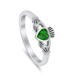Irish Claddagh Heart Promise Ring Simulated Cubic Zirconia 925 Sterling Silver