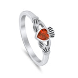 Irish Claddagh Heart Promise Ring Simulated Cubic Zirconia 925 Sterling Silver