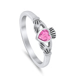 Irish Claddagh Heart Promise Ring Simulated Cubic Zirconia 925 Sterling Silver