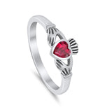 Irish Claddagh Heart Promise Ring Simulated Cubic Zirconia 925 Sterling Silver