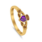 Irish Claddagh Heart Promise Ring Simulated Cubic Zirconia 925 Sterling Silver
