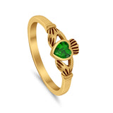 Irish Claddagh Heart Promise Ring Simulated Cubic Zirconia 925 Sterling Silver