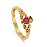 Irish Claddagh Heart Promise Ring Simulated Cubic Zirconia 925 Sterling Silver
