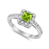 Halo Engagement Ring Princess Cut Simulated CZ 925 Sterling Silver