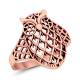 Filigree Owl Ring Band 925 Sterling Silver Lucky Owl