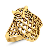 Filigree Owl Ring Band 925 Sterling Silver Lucky Owl