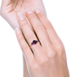 Fashion Promise Ring 3-Stone Simulated Amethyst Cubic Zirconia 925 Sterling Silver