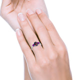 Fashion Promise Ring 3-Stone Simulated Amethyst Cubic Zirconia 925 Sterling Silver