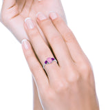 Fashion Promise Ring 3-Stone Simulated Amethyst Cubic Zirconia 925 Sterling Silver