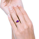 Fashion Promise Ring 3-Stone Simulated Amethyst Cubic Zirconia 925 Sterling Silver