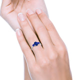 Fashion Promise Ring Simulated Blue Sapphire Cubic Zirconia 925 Sterling Silver