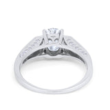 Solitaire Split Shank Wedding Ring Simulated Cubic Zirconia 925 Sterling Silver