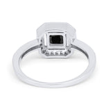 Halo Accent Engagement Ring Simulated Cubic Zirconia 925 Sterling Silver