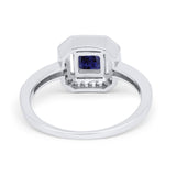 Halo Accent Engagement Ring Simulated Cubic Zirconia 925 Sterling Silver