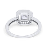 Halo Accent Engagement Ring Simulated Cubic Zirconia 925 Sterling Silver