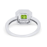 Halo Accent Engagement Ring Simulated Cubic Zirconia 925 Sterling Silver