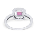 Halo Accent Engagement Ring Simulated Cubic Zirconia 925 Sterling Silver