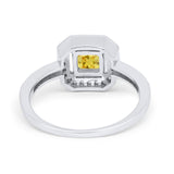 Halo Accent Engagement Ring Simulated Cubic Zirconia 925 Sterling Silver