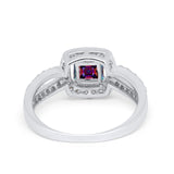 Dazzling Halo Wedding Ring Simulated Cubic Zirconia 925 Sterling Silver
