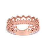Eternity Heart Crown Band 925 Sterling Silver