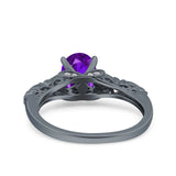 Art Deco Oval Wedding Engagement Ring Round Simulated Cubic Zirconia 925 Sterling Silver