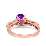 Art Deco Oval Wedding Engagement Ring Round Simulated Cubic Zirconia 925 Sterling Silver