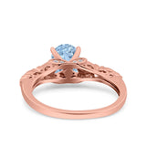 Art Deco Oval Wedding Engagement Ring Round Simulated Cubic Zirconia 925 Sterling Silver