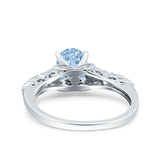 Art Deco Oval Wedding Engagement Ring Round Simulated Cubic Zirconia 925 Sterling Silver