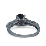 Art Deco Oval Wedding Engagement Ring Round Simulated Cubic Zirconia 925 Sterling Silver