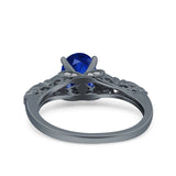 Art Deco Oval Wedding Engagement Ring Round Simulated Cubic Zirconia 925 Sterling Silver