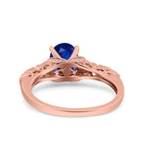 Art Deco Oval Wedding Engagement Ring Round Simulated Cubic Zirconia 925 Sterling Silver