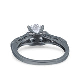 Art Deco Oval Wedding Engagement Ring Round Simulated Cubic Zirconia 925 Sterling Silver