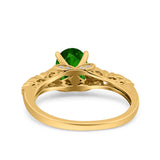 Art Deco Oval Wedding Engagement Ring Round Simulated Cubic Zirconia 925 Sterling Silver