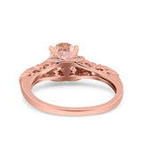 Art Deco Oval Wedding Engagement Ring Round Simulated Cubic Zirconia 925 Sterling Silver