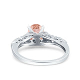 Art Deco Oval Wedding Engagement Ring Round Simulated Cubic Zirconia 925 Sterling Silver