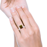Solitaire Engagement Ring Radiant Simulated Cubic Zirconia 925 Sterling Silver