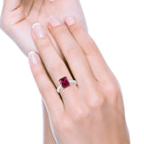 Solitaire Engagement Ring Radiant Simulated Cubic Zirconia 925 Sterling Silver
