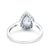 14K Gold Teardrop Halo Art Deco Pear Simulated Cubic Zirconia Wedding Engagement Ring
