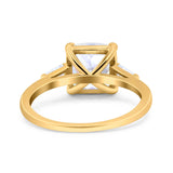 14K Gold Cushion Cut Art Deco Cubic Zirconia Engagement Ring