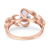 14K Gold Pear Teardrop Vintage Style Cubic Zirconia Engagement Ring