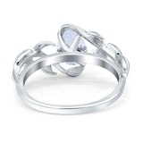 14K Gold Pear Teardrop Vintage Style Cubic Zirconia Engagement Ring