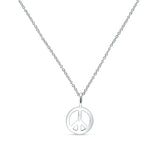 Peace Sign Necklace Diamond Pendant 14K Gold 0.08ct