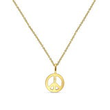 Peace Sign Necklace Diamond Pendant 14K Gold 0.08ct