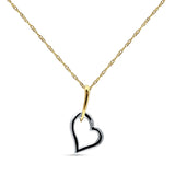 Diamond Heart Pendant Necklace 14K Two Tone Gold 0.10ct