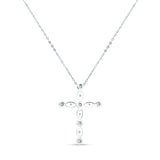 Diamond Cross Pendant Necklace 14K Gold 0.26ct