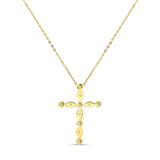 Diamond Cross Pendant Necklace 14K Gold 0.26ct